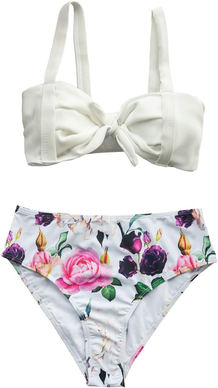 CUPSHE Women's Lost in The Dream High-Waisted Bikini Set Beach Swimwear Bathing Suit