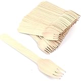 Sihuuu Disposable Wooden Forks, Natural Birch Wood Forks, Cutlery Taster, Green Plain Forks(100 PCS)