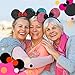 Flexible Minnie Mouse Ears - Perfect Glitter Headbands for Costume Accessories and Boys Girls Kids Party - Pack of 6, Solid Black and Red Bow