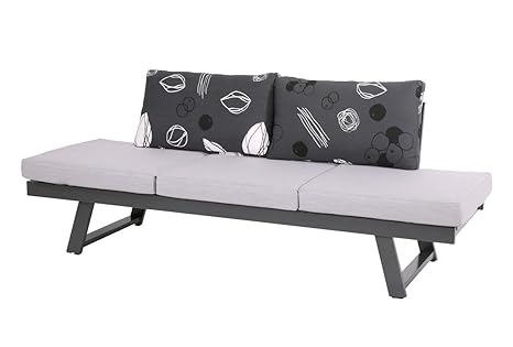 lifestyle4living Gartenbank 2 Sitzer aus Aluminium in grau inkl. Kissen. Die klappbare Bank ist wetterfest, ideal für Garten,