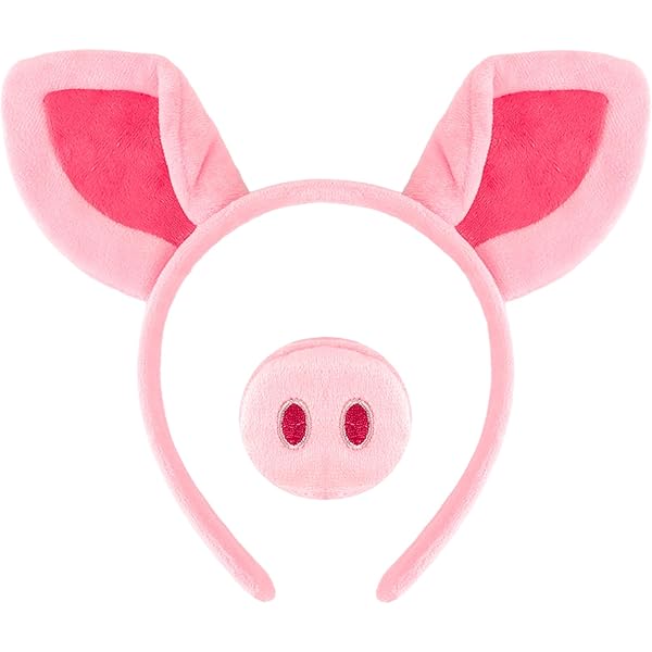 Beviliu Pig Ears Headband, Animal Hairband Costume For Adult