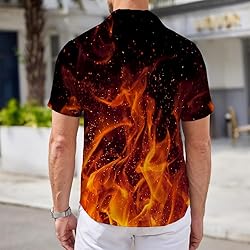 Orange Fire Mens Funny Hawaiian Shirts 3D Graphic