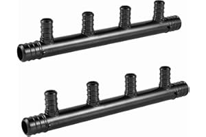 (Pack of 2) EFIELD Open Poly PPSU Barb Crimp Pex Manifold: 3/4 Trunk, 1/2" Port (4 Ports),(PPSU1807017-2PCS)