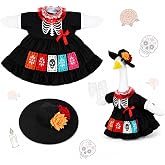 Day of the Dead Porch Goose Outfit for 23 Inch Lawn Outdoor Goose Statue | Die de Los Muertos Goose Clothes, Mexican Skeleton Dress, Spooky Sugar Skull Lawn Goose Costumes with Hat, Halloween Decor