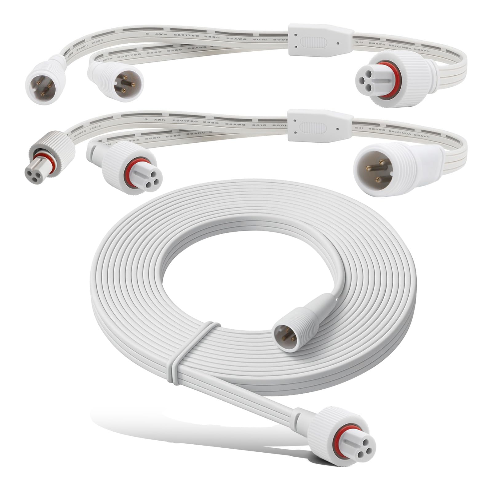 Photo 1 of 19.6FT Outdoor Light Extension Cord Compatible with Govee 3-Pin Waterproof Power Cable with Y-Splitter IP68 Permanent Lighting Extension Wire for Patio Garden Roof Decorations