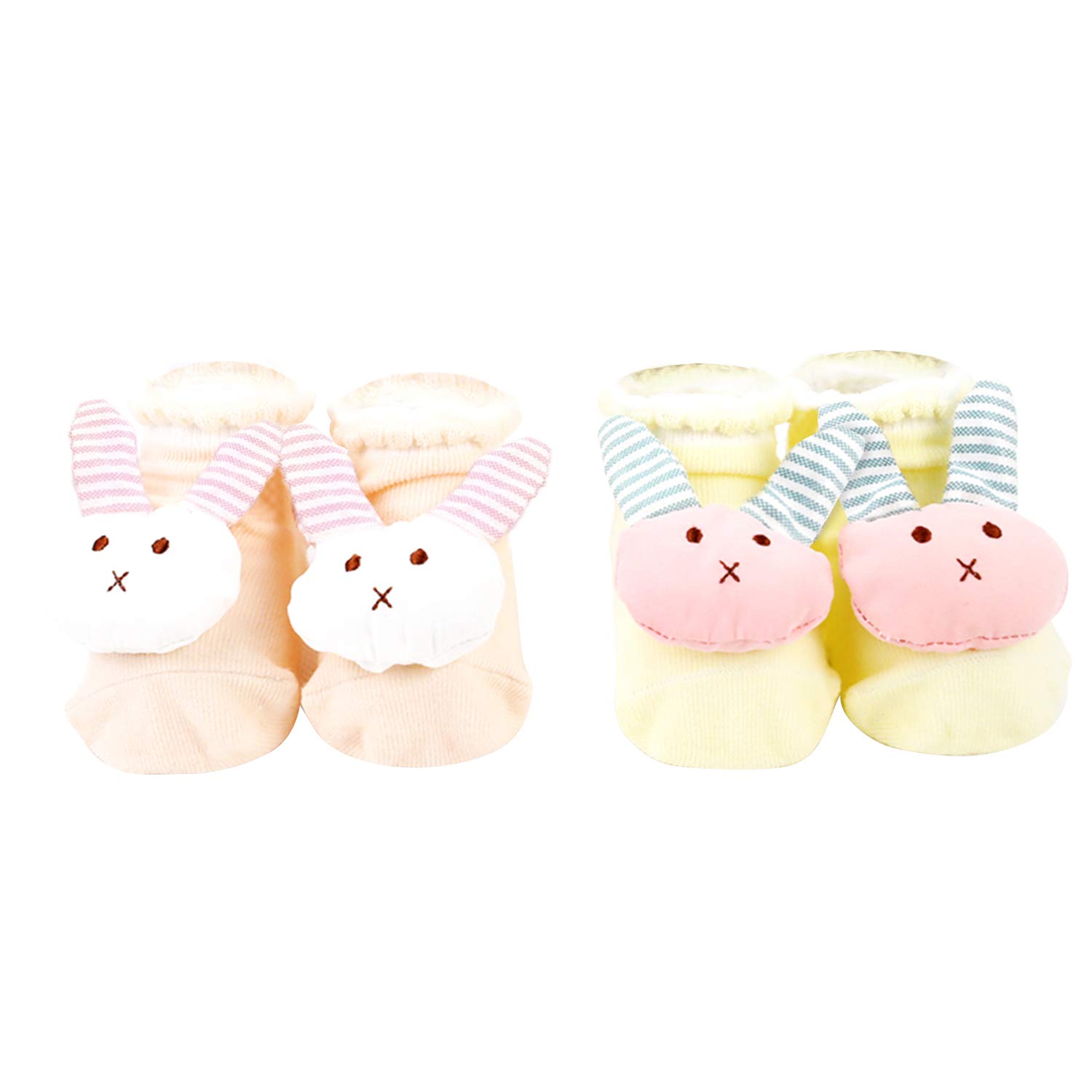 Pachoochi Baby Bunny Foot Rattle Socks, Cute Booties for Newborn Girl and Boy Twins