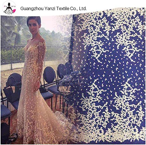 African 2018 high quality Nigerian lace fabrics off White for wedding Women Evening Dress