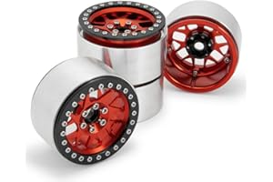 BENEDICT HARRY 4PCS 2.2" RC Aluminum Beadlock Wheels w/Hubs for For for 1/10 RC Axial Wraith RR10 YETI SCX10 D90 TRX4 CC01 (RED)