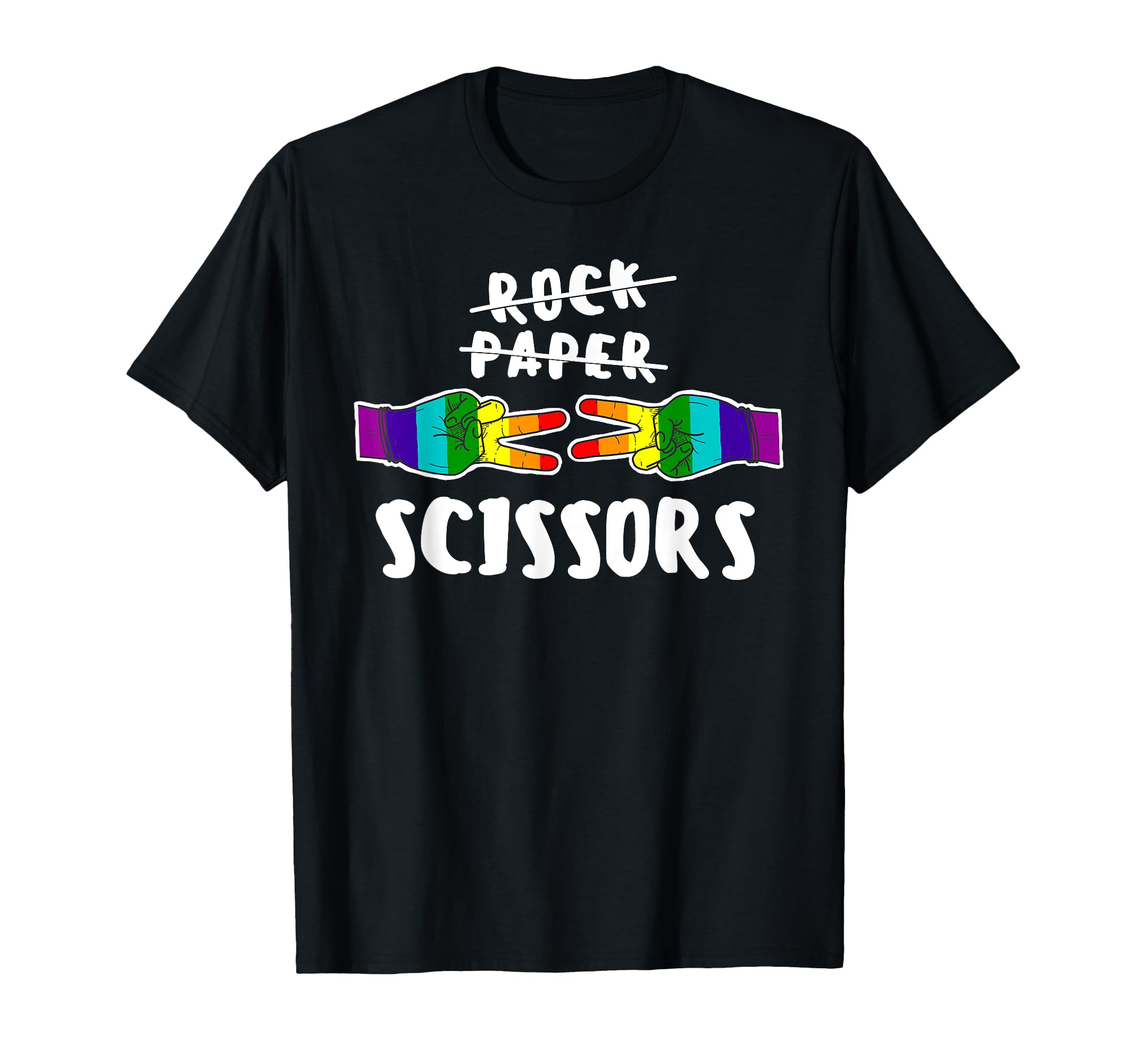 Rock Paper Scissors LGBT-Q Gay Pride Proud Ally Rainbow Flag T-Shirt