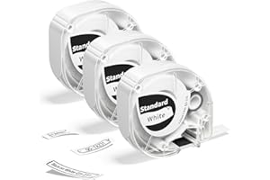 P12 Label Maker Tape Replacement for Dymo LetraTag Label Maker Refills 91331 White Plastic Label Tape 12mm x 4m (1/2" x 13'),