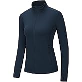 Outdoor Ventures Women's Full Zip Up Athletic Jacket Lightweight Workout Running Jacket with Pockets for Hiking Yoga Gym