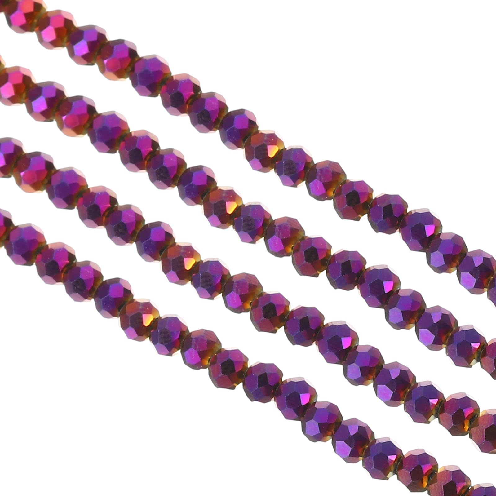PATIKIL 4 mm Briolette Rondelle Glass Beads, 550Pcs/5Strands Small Round Faceted Crystal Bead for Jewelry Making Earrings Bracelets Necklaces Rings DIY, Purple — image 1