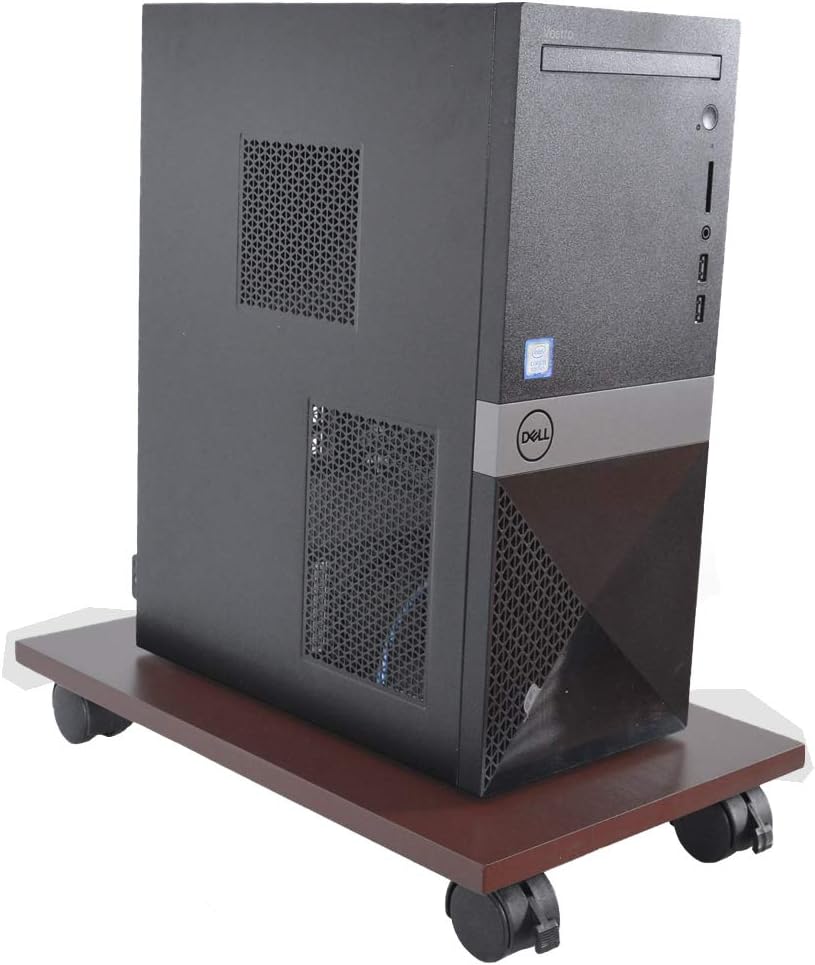 CPU Stand PC Cart Holder, Mobile Computer Tower Stand with 4 Caster Rolling Wheels Bamboo Desktop Floor Stand (Brown)… : Office Products