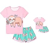 QPANCY Matching Girls & Dolls Pajamas Unicorn Pj Sets Summer Cotton Sleepwear