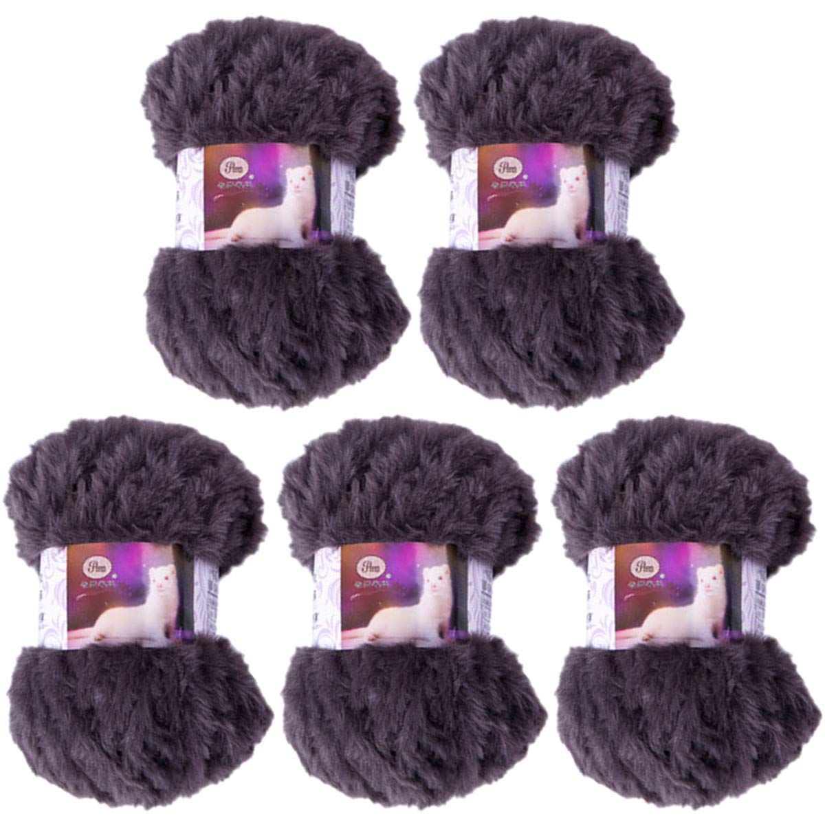 5 Pack of Soild Wool Fur Fluffy Plush Thick Knitting Yarn Supper Soft Fur Crochet Yarn for DIY Knitting Scarf Coat Gloves Hat Rugs Clothes Knitting Projects 250g — image 1