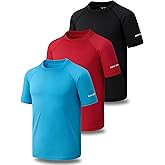Liberty Pro 3 Pack Boys' UPF 50+ Rash Guard Short Sleeve Swim Shirts, Quick Dry UV Protection Swimwear for Kids