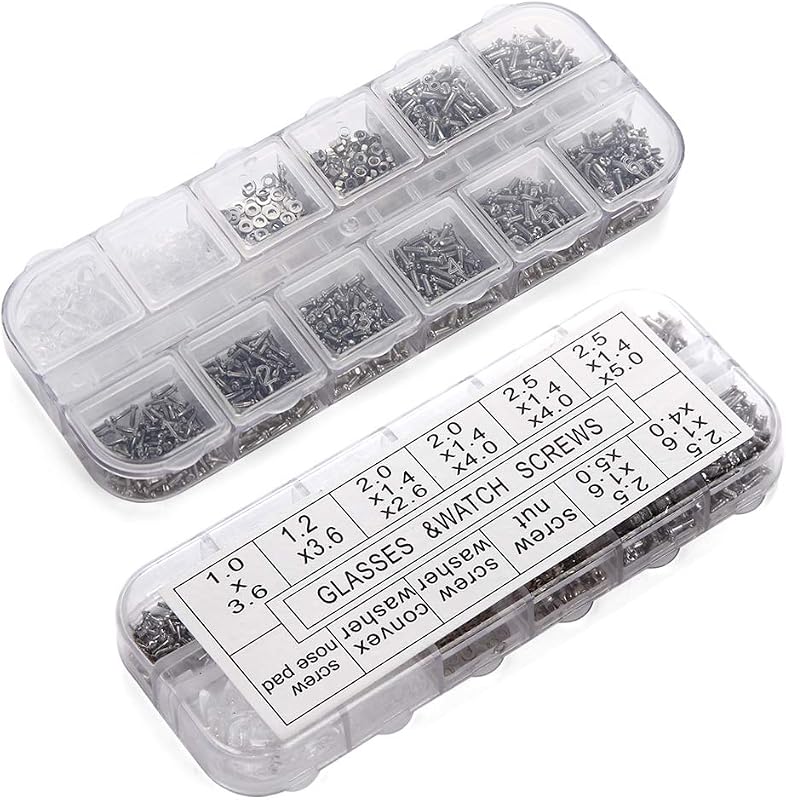 Kit de réparation de lunettes, 1100 petites vis et 5 paires de plaquettes de nez en acier inoxydable avec micro tournevis, pince à épiler pour lunettes, lunettes de soleil, montre — photo 3 sur 7