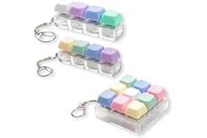 GLIGING 3Pcs Keyboard Fidget Toy for Adults, Loud Fidget Keyboard Keychain, 4-in-1 Keyboard Clicker Fidget Toy Stress Relief, 9Key Fidget Sensory Fun Toys for Anxiety Decompression (Blue Yellow)