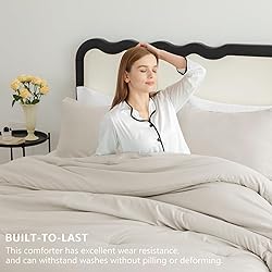 CozyLux Beige Comforter Set Full Size, 3 Pieces