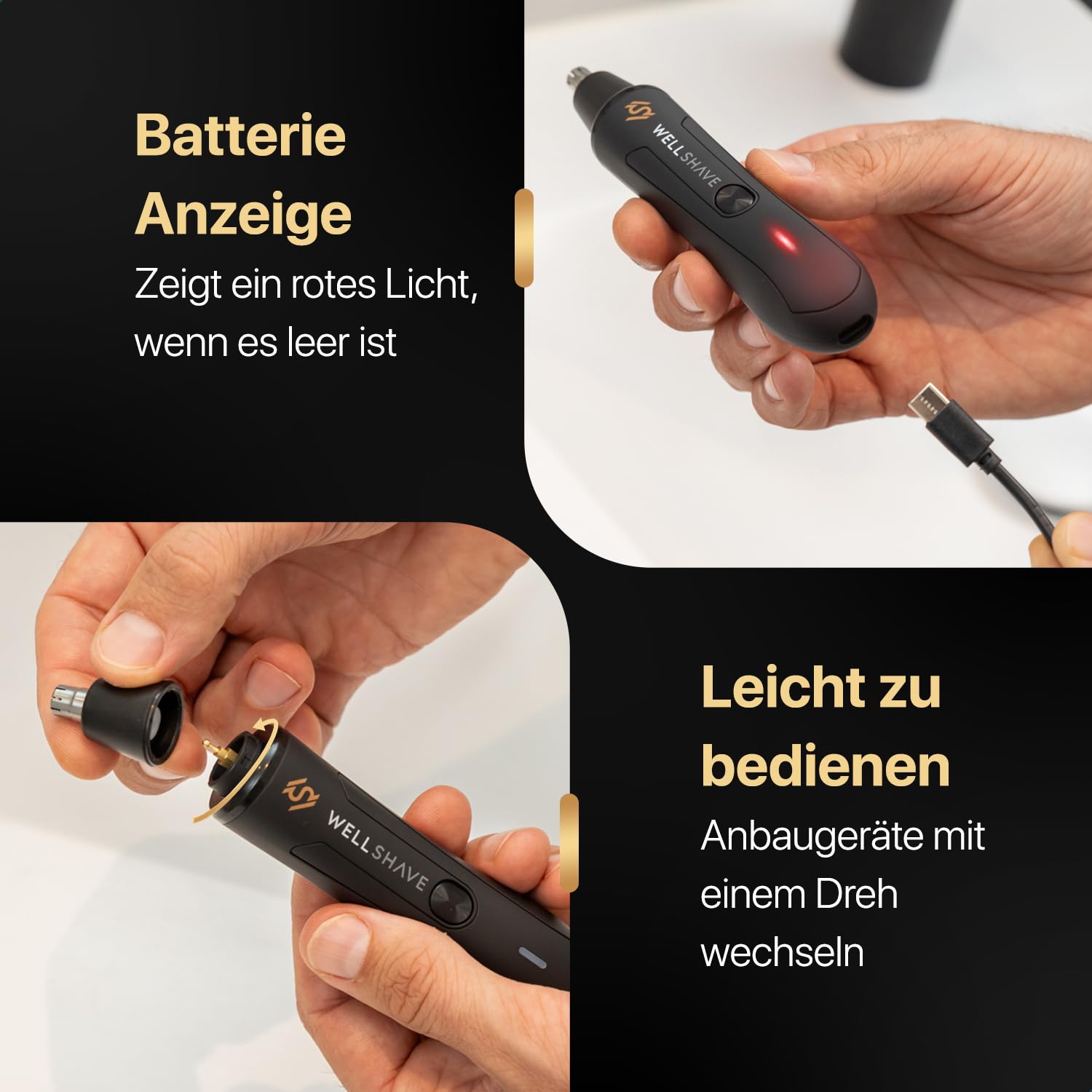 Wellshave 2 in 1 Nasenhaartrimmer - Augenbrauen- und Ohrhaartrimmer - Nasenhaarschneider - Nasenhaarentferner - Nasentrimmer - Ohrhaarentferner - Nasenrasierer 5