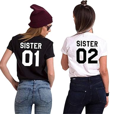 T Shirt Coppia T Shirt Stampa Sister 01 Maglietta Migliori Amiche Per Donna Moda Casual Estate