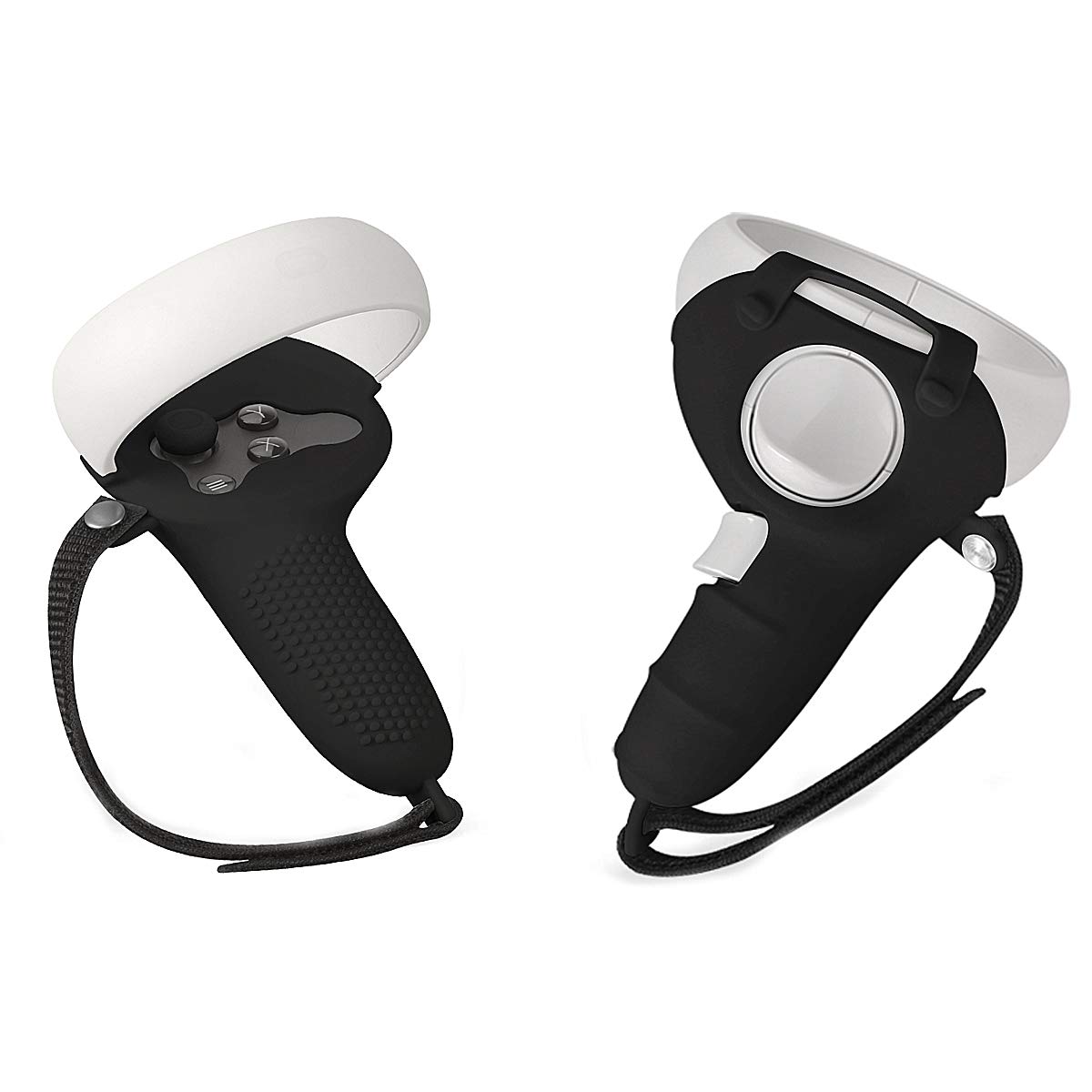 Eyglo Touch Controller Grip Cover Straps for Oculus Quest 2 Headset, Non-Slip Joystick Caps, Anti-Throw Protective Sleeve Oculus Quest 2 Accessories (Black)