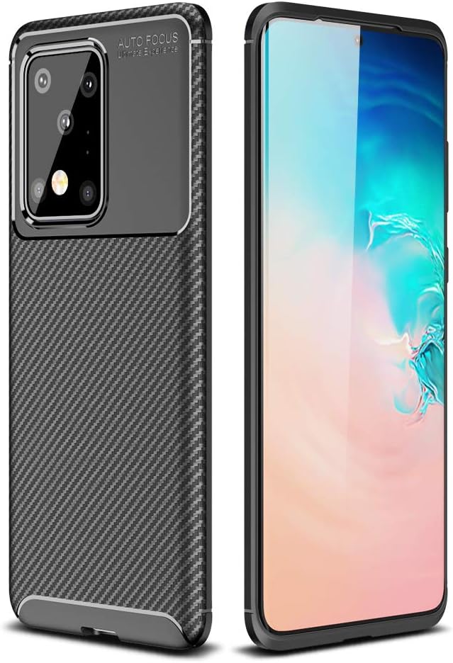 CruzerLite Samsung Galaxy S20 Ultra Case, Carbon Fiber Texture Design Cover Anti-Scratch Shock Absorption Case for Samsung Galaxy S20 Ultra (Carbon Black)