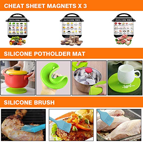 Pressure Cooker Accessories For Instant Pot 5 6 8 qt with Silicone Egg Bite Mold, Basting brush, Steamer Baskets, Springform Pan, Kitchen Tong, Oven Mitts, and More - 12 Pcs