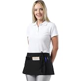 TOSHE Waist Apron 3 Pockets Waterdrop Resistant Cotton Server,Chef,Waitress | Premium Cotton Large Pockets Cooking Apron for Women, Men, Gift, Black