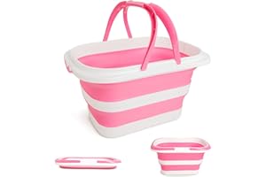XXFLOWER 16L Collapsible Cleaning Bucket with Handle, Silicone Foldable Bucket, Indoor & Outdoor Space-Saving for Home Storag