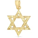 Ioka - 14K Yellow Gold Star of David Charm Tiny Size Jewish Pendant For Necklace or Chain