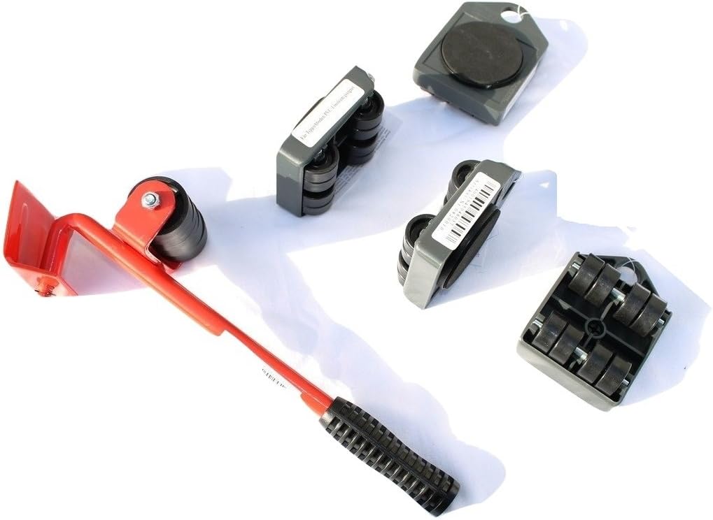 Furniture /Door Moving Kit, with 1 furniture lifter with a maximum load capacity of 150 kg and 4 castor wheels for moving furniture around easily.