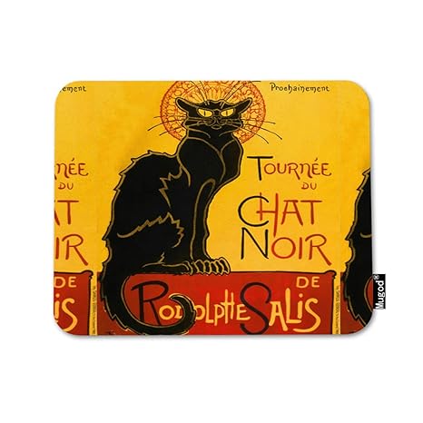 Mugod Mousepad Funny Toulouse Vintage Black Cat Nouveau Chat Noir Cute Lautrec Print Anti Slip Natural Rubber Gaming Mouse Pad Rectangle Mouse Pads