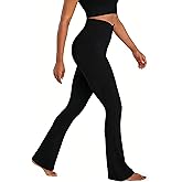 Sunzel Hidden Butt Lifting Scrunch Flare Leggings for Women No Front Seam Crossover Tummy Control Mini Flared Yoga Pants