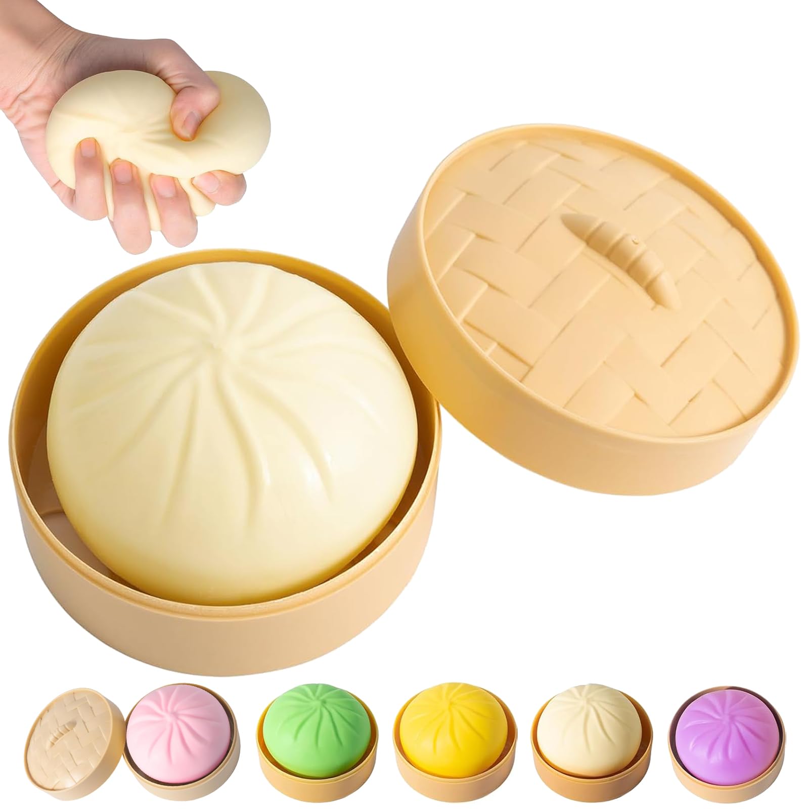 Giant Glitter Dumpling, Giant Dumpling Squishy, Rainbow Dumplings, Cute Soft Decompression Dough (White)
