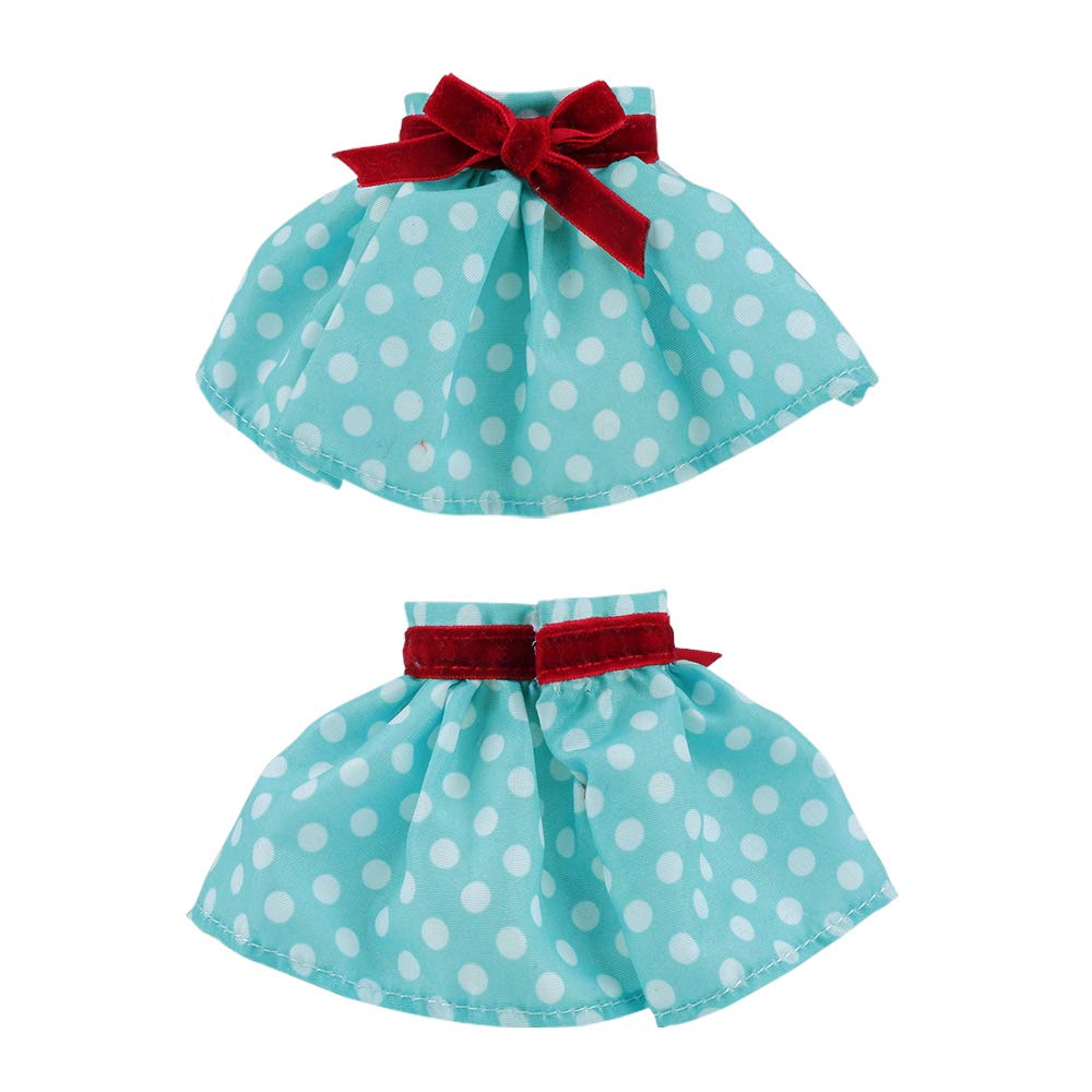E-TING 3 Pcs Santa Clothing Dress for elf Doll Christmas Accessories (White Skirt + Green Polka Dot Skirt + Red-White Striped Skirt)