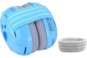 Hocazor HZ001 Baby Hearing Protection - CE & CPC Certified for Babies up to 36 Months - with Replacement Headband Baby Earmuffs Ear Protection for Airplane, Firework Show - Blue