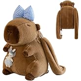 Plush Capybara Backpack Multifunction Animal Capybara Bag Gift Adjustable Shoulder Strap(Rabbit-Blue)