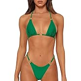 MIKETAI Sexy Bikinis for Women 2 Piece Bikini Spaghetti Strap Swimsuits Solid Color Bathing Swimwear Triangle Bathing Suit