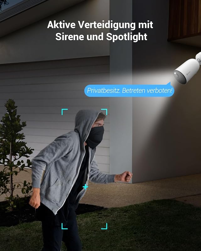 4G LTE Akku Überwachungskamera, 2K kabellose Außenkamera mit AOV-Modus, Personen-/Fahrzeugerkennung, Farbnachtsicht, 2-Wege-Audio und aktive Verteidigung, ohne WLAN, CB3
