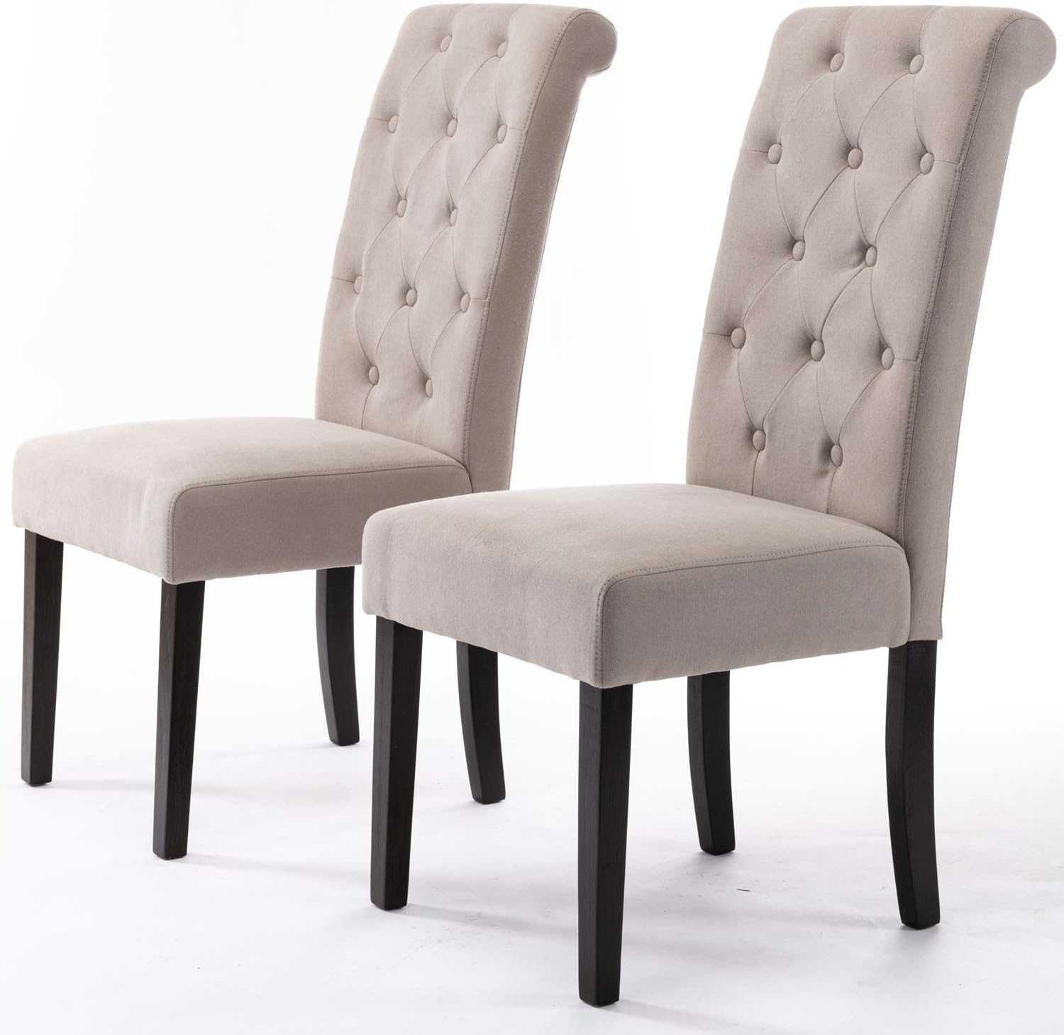 DininL Fur Dining Chair Kitchen Chairs Set of 2 Modern Dining Room Side Chairs Fabric Cushion Seat Back (Light Gery) - Chairs