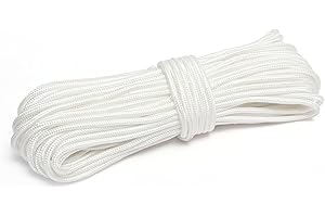 XINSHUNCAN Nylon Rope, 1/4 inch 50FT Nylon Poly Rope Utility Cord Strong Polyester for Camping, Hiking, Clothesline, Tie, Flag Pole, Marine, Outdoor Swing (6mm White)
