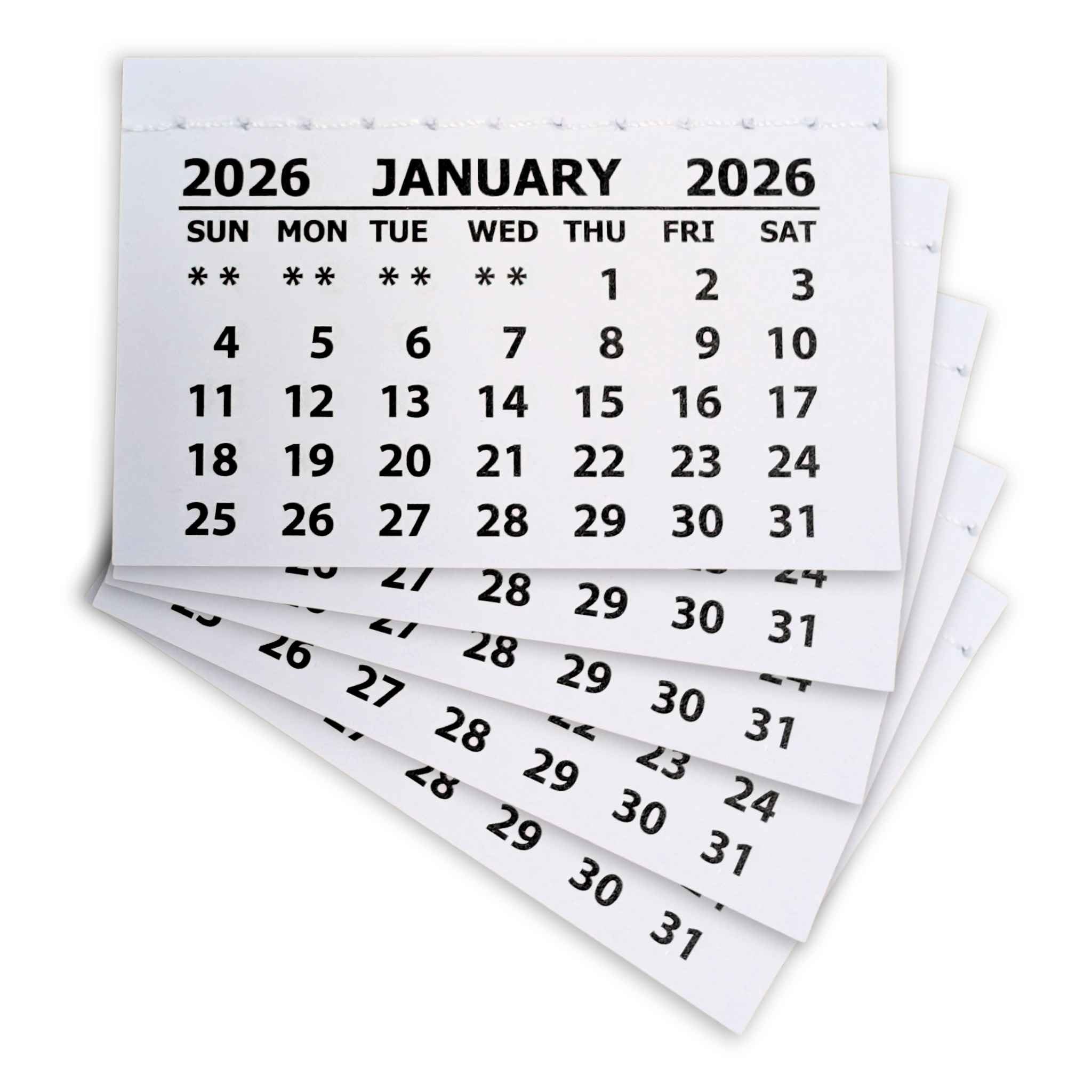 2026 Calendar Tabs Mini Year Planner Calendar Pads - Stitched White Paper Calendar for Personalized Gift Small Desk Calendar Perfect for Handmade Festive Craft at Home Classroom or Office Pack of 25