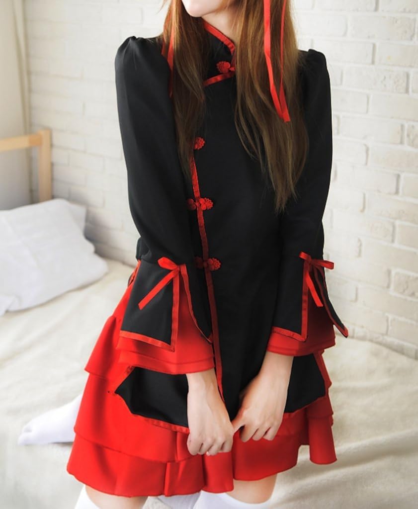 Amazon Co Jp One Horseman チャイナドレス風 メイド服 コスプレ 衣装 M ブラック 服 ファッション小物