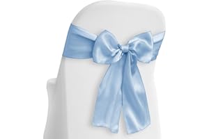 Lann's Linens - 10 Elegant Satin Wedding/Party Chair Cover Sashes/Bows - Ribbon Tie Back Sash - Baby Blue