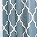 jinchan Linen Kitchen Curtains Moroccan Tile Print Tier Curtains 45 Inch Length Geometric Lattice Farmhouse Half Window Country Rustic Voile for Bathroom RV 2 Panels Blue