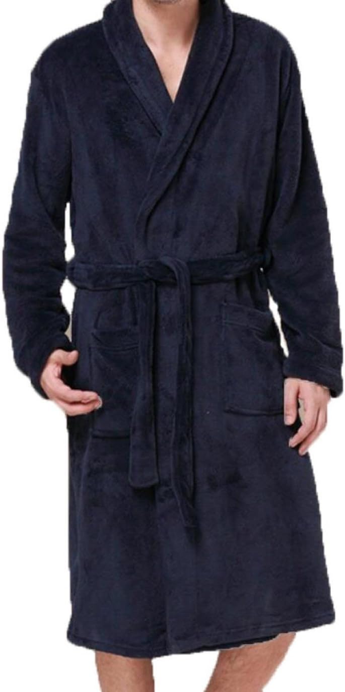 PFSYR Thickening Warm Autumn and Winter Men's Nightgown Pajamas Cardigan Long-Sleeved Home Service Bathrobes