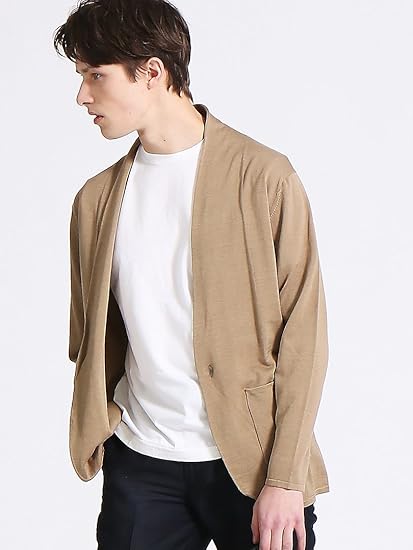 Amazon アバハウス Abahouse トップス シルクコットンセミショールカーディガン メンズ キャメル 46 M カーディガン 通販