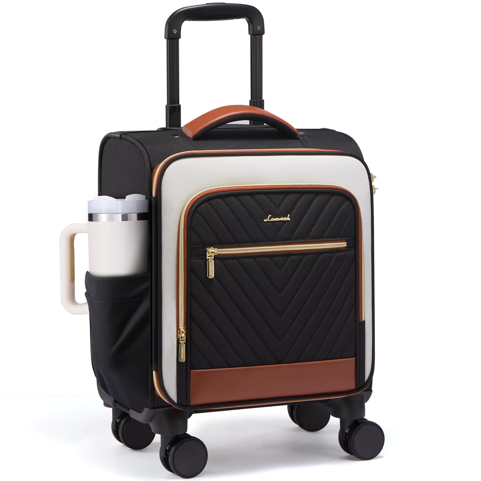 View 1 of (SMALL) LOVEVOOK Underseat Carry On Luggage Airline Approved, 14 Inch Softside Suitcases with Wheels, Lightweight Spinner Carry on Suitcase with TSA Lock Weekender