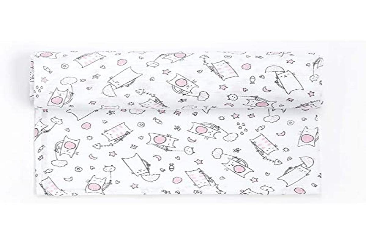 Ti TIN Muslin for Babies 100% cotton fiber | Extra Soft and Absorbent for Babies with Printed Cats Kittens, Pink Color, 120x120 cm